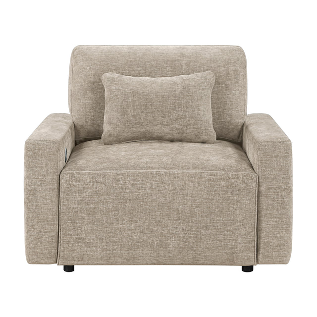 Cumulus Beige Convertible Sleeper Chair With Charging Ports - Ornate Home