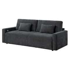 Cumulus Gray Convertible Queen Sleeper Sofa With Charging Ports - Ornate Home