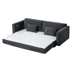 Cumulus Gray Convertible Queen Sleeper Sofa With Charging Ports - Ornate Home