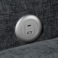 Cumulus Gray Convertible Queen Sleeper Sofa With Charging Ports - Ornate Home