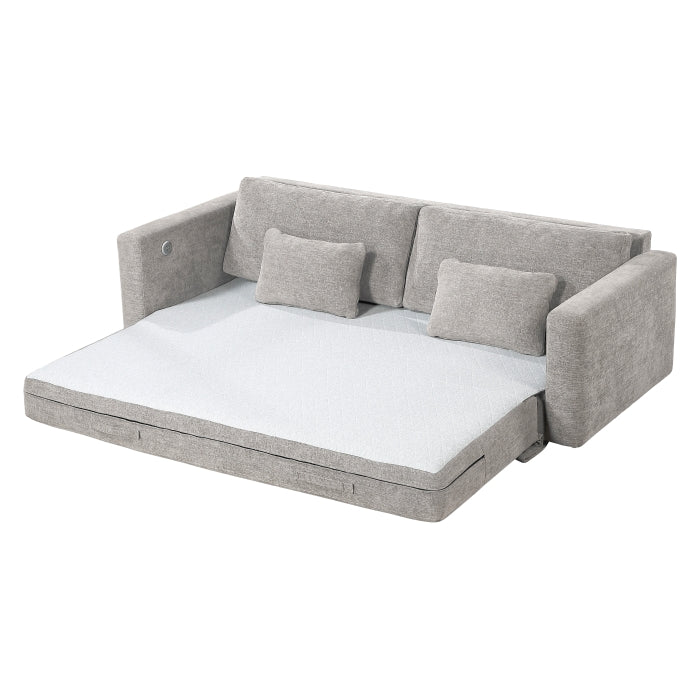 Cumulus Gray Convertible Queen Sleeper Sofa With Charging Ports - Ornate Home