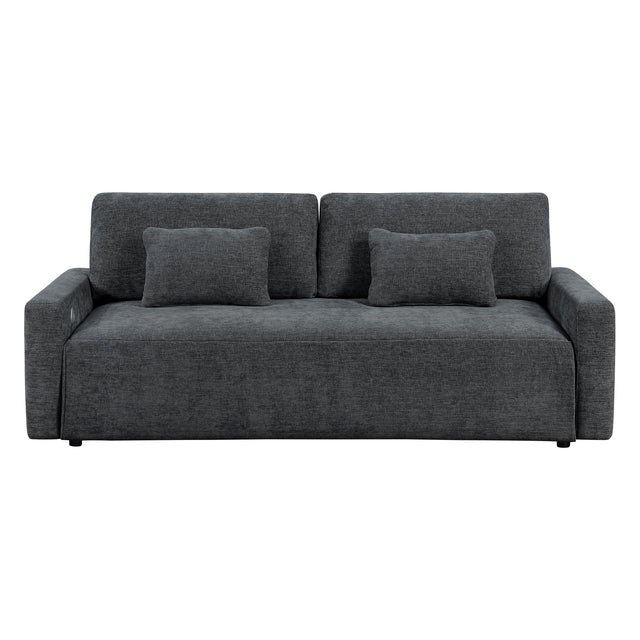 Cumulus Gray Convertible Queen Sleeper Sofa With Charging Ports - Ornate Home