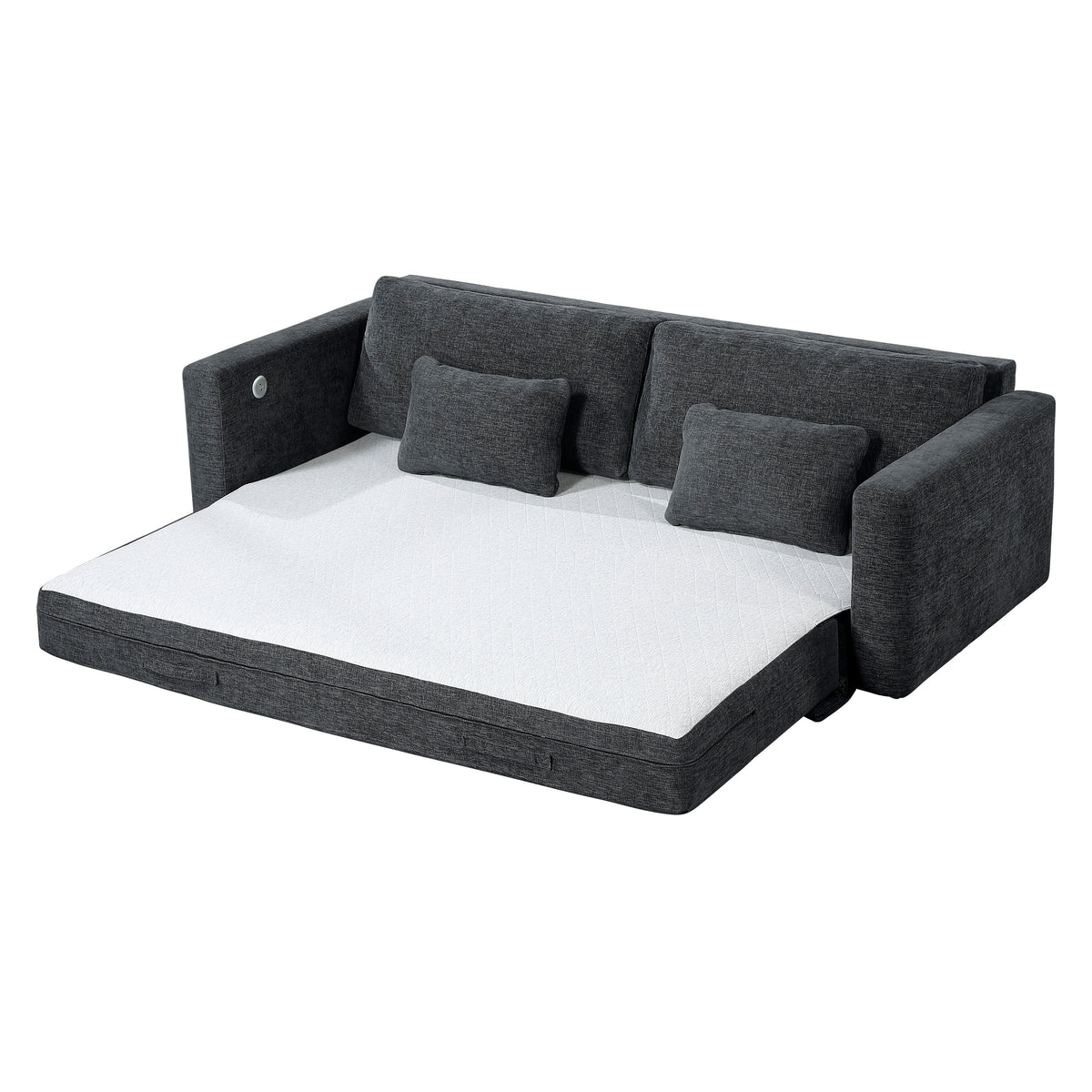 Cumulus Gray Convertible Queen Sleeper Sofa With Charging Ports - Ornate Home