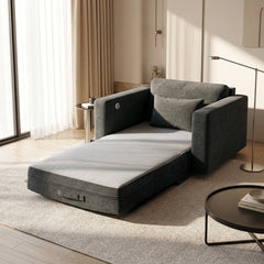 Cumulus Gray Convertible Sleeper Chair With Charging Ports - Ornate Home
