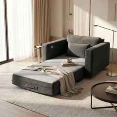 Cumulus Gray Convertible Sleeper Chair With Charging Ports - Ornate Home
