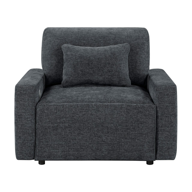 Cumulus Gray Convertible Sleeper Chair With Charging Ports - Ornate Home