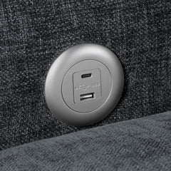 Cumulus Gray Convertible Sleeper Chair With Charging Ports - Ornate Home