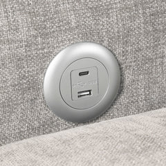 Cumulus Gray Convertible Sleeper Chair With Charging Ports - Ornate Home
