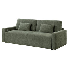 Cumulus Green Convertible Queen Sleeper Sofa With Charging Ports - Ornate Home