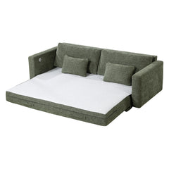 Cumulus Green Convertible Queen Sleeper Sofa With Charging Ports - Ornate Home