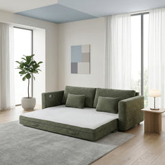 Cumulus Green Convertible Queen Sleeper Sofa With Charging Ports - Ornate Home