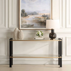 Cunene Black/Gold Contemporary Console Table - Ornate Home
