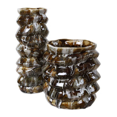 Cuoco Glazed Brown Vases (Set of 2) - Ornate Home