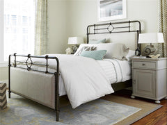 Curated Rubbed Bronze/Monique Linen King Metal Bed Complete - Ornate Home