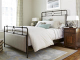 Curated Rubbed Bronze/Monique Linen King Metal Bed Complete - Ornate Home