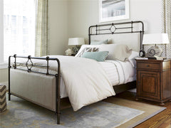 Curated Rubbed Bronze/Monique Linen King Metal Bed Complete - Ornate Home