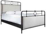 Curated Rubbed Bronze/Monique Linen King Metal Bed Complete - Ornate Home