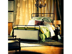 Curated Rubbed Bronze/Monique Linen King Metal Bed Complete - Ornate Home