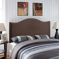 Curl Dark Brown Nailhead Upholstered Queen Headboard - Ornate Home