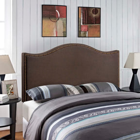 Curl Dark Brown Nailhead Upholstered Queen Headboard - Ornate Home