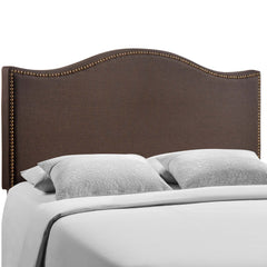 Curl Dark Brown Nailhead Upholstered Queen Headboard - Ornate Home