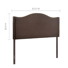 Curl Dark Brown Nailhead Upholstered Queen Headboard - Ornate Home