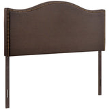 Curl Dark Brown Nailhead Upholstered Queen Headboard - Ornate Home