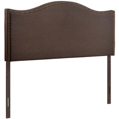 Curl Dark Brown Nailhead Upholstered Queen Headboard - Ornate Home