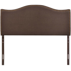 Curl Dark Brown Nailhead Upholstered Queen Headboard - Ornate Home