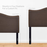 Curl Dark Brown Nailhead Upholstered Queen Headboard - Ornate Home
