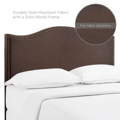 Curl Dark Brown Nailhead Upholstered Queen Headboard - Ornate Home