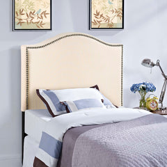 Curl Ivory Nailhead Upholstered Twin Headboard - Ornate Home