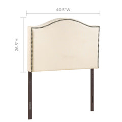 Curl Ivory Nailhead Upholstered Twin Headboard - Ornate Home