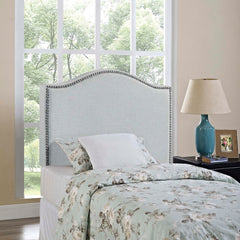 Curl Sky Gray Nailhead Upholstered Twin Headboard - Ornate Home