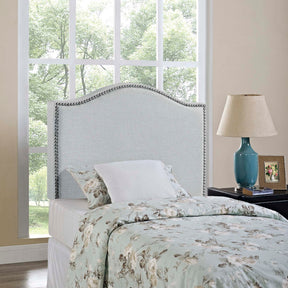 Curl Sky Gray Nailhead Upholstered Twin Headboard - Ornate Home