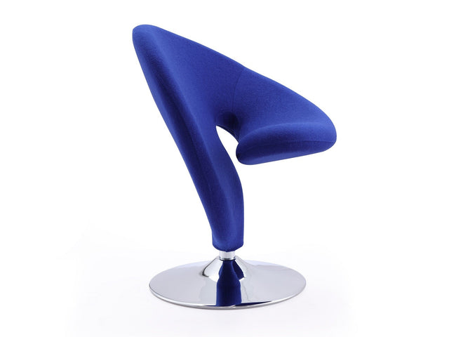 Curl Swivel Accent Chair in Blue and Polished Chrome - Ornate Home