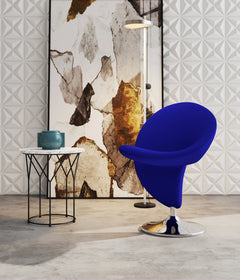 Curl Swivel Accent Chair in Blue and Polished Chrome - Ornate Home