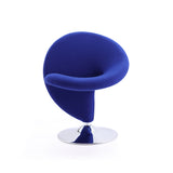 Curl Swivel Accent Chair in Blue and Polished Chrome - Ornate Home
