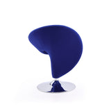 Curl Swivel Accent Chair in Blue and Polished Chrome - Ornate Home