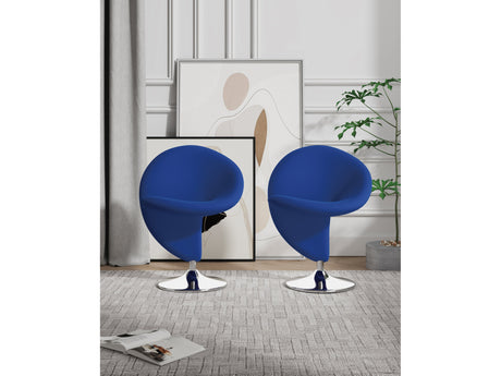 Curl Swivel Accent Chair in Blue and Polished Chrome (set of 2) - Ornate Home