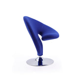 Curl Swivel Accent Chair in Blue and Polished Chrome (set of 2) - Ornate Home