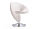 Curl Swivel Accent Chair in Cream and Polished Chrome - Ornate Home