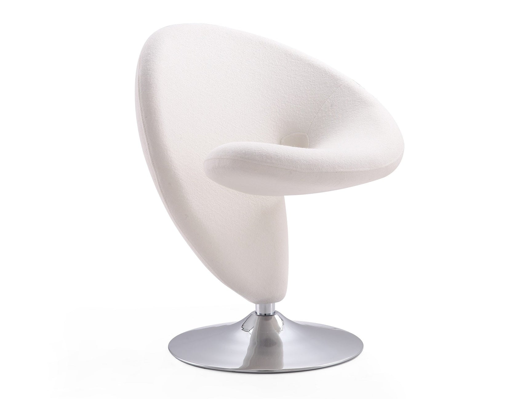Curl Swivel Accent Chair in Cream and Polished Chrome - Ornate Home