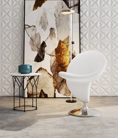 Curl Swivel Accent Chair in Cream and Polished Chrome - Ornate Home