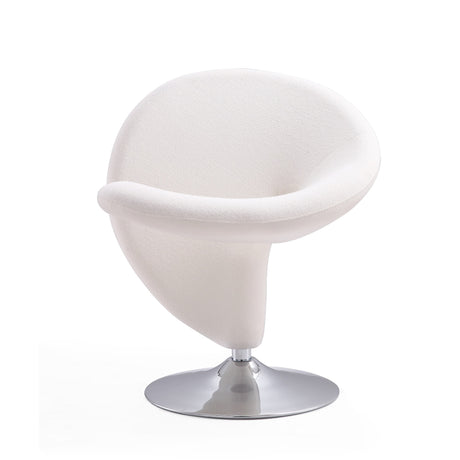 Curl Swivel Accent Chair in Cream and Polished Chrome - Ornate Home