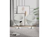 Curl Swivel Accent Chair in Cream and Polished Chrome (set of 2) - Ornate Home
