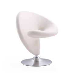 Curl Swivel Accent Chair in Cream and Polished Chrome (set of 2) - Ornate Home