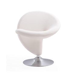 Curl Swivel Accent Chair in Cream and Polished Chrome (set of 2) - Ornate Home