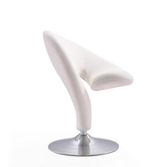 Curl Swivel Accent Chair in Cream and Polished Chrome (set of 2) - Ornate Home