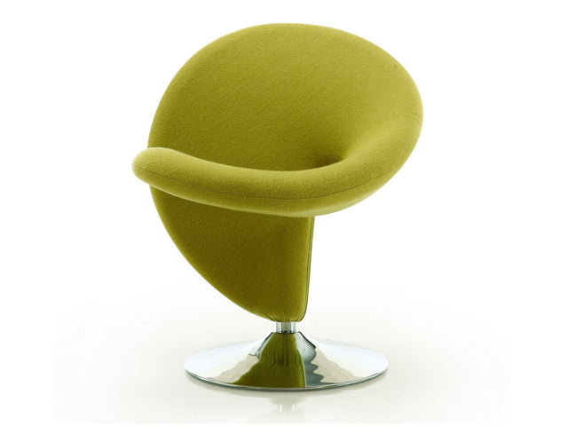 Curl Swivel Accent Chair in Green and Polished Chrome - Ornate Home